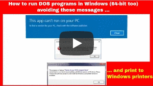 How to run DOS programs on Windows 64-bit and print to USB, GDI, PDF printers